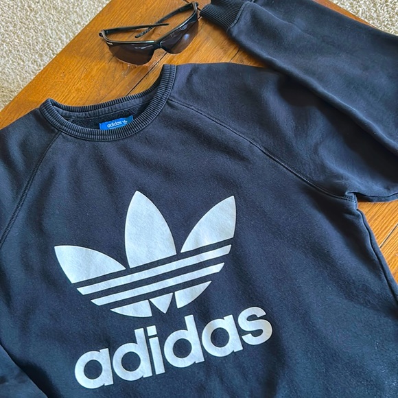 adidas Other - ADIDAS Black SWEATSHIRT Big White LOGO on front😎Men’s Large EXCELLENT SHAPE!